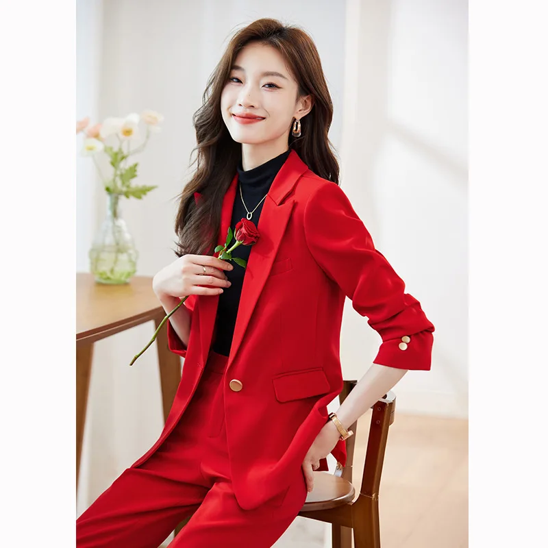 

Autumn Winter Formal Blazers Feminino Women Business Office Work Wear Suits with Pants and Jackets Coat Professional Pantsuits