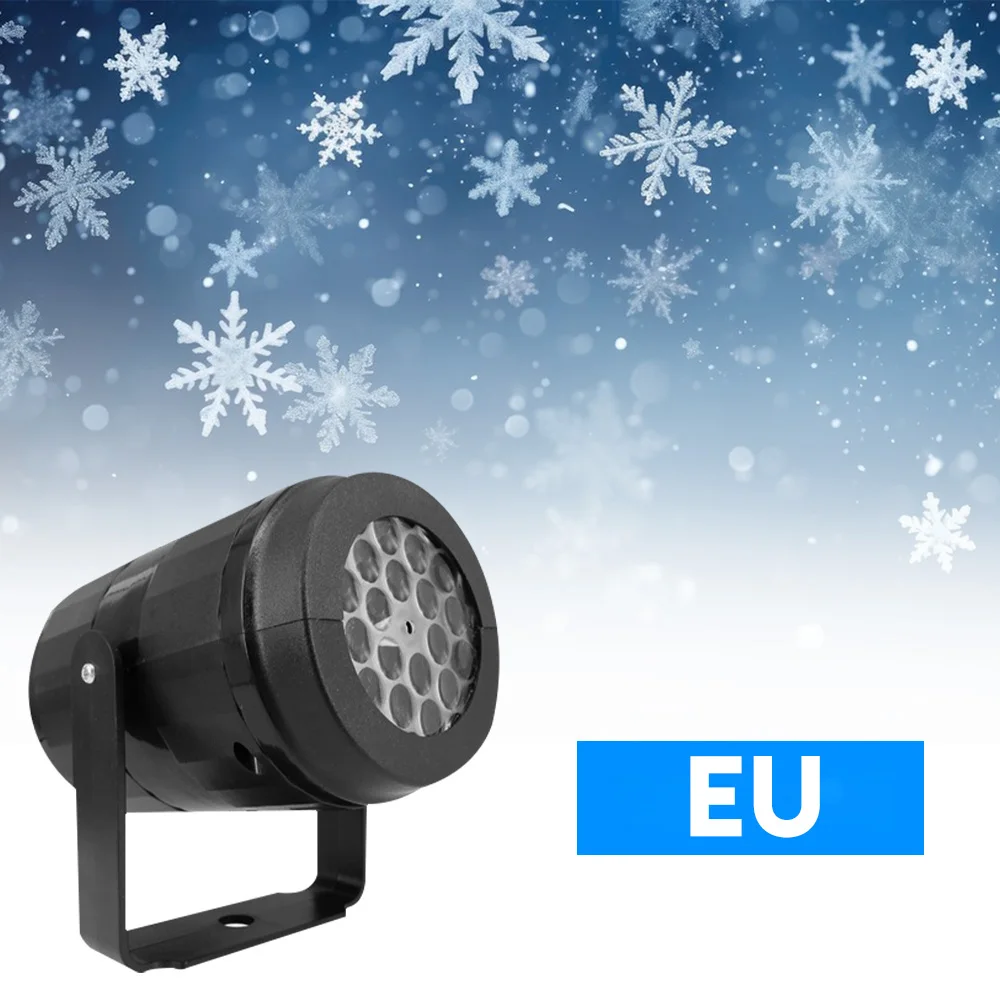 Powered LED Christmas Dynamic White Snowflake Projector Outdoor Rotating Stage Projection Light For Bedroom Ceiling Decor