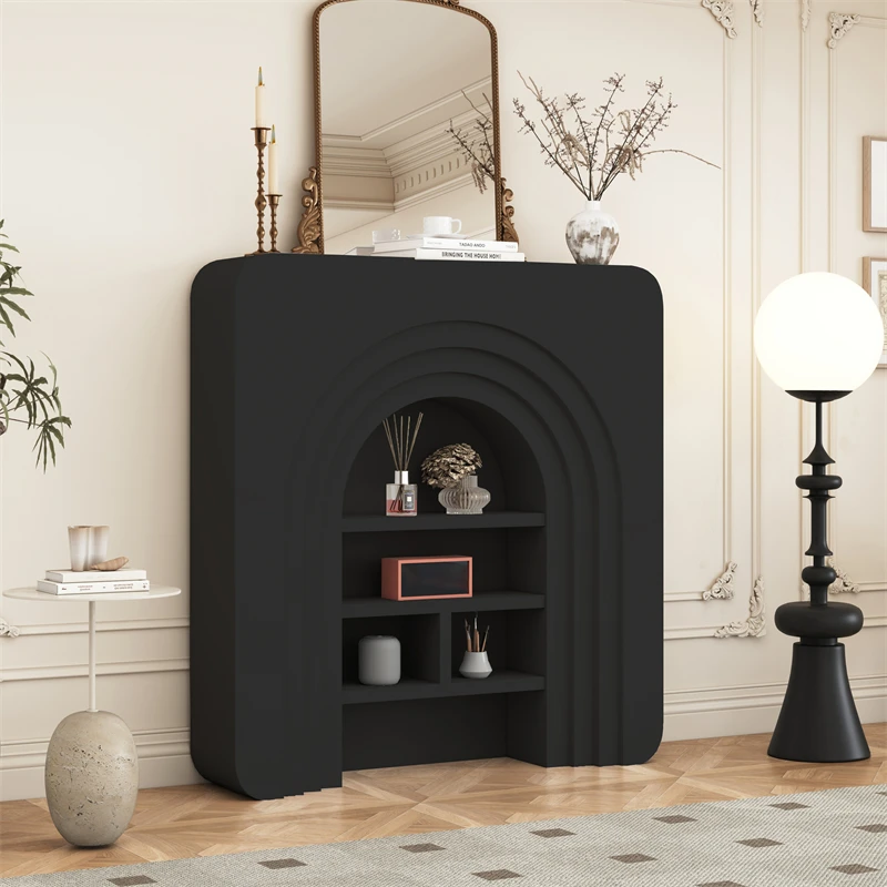 French ins style living room decoration cabinet simulation fireplace Nordic black display entrance cabinet American shelf simple