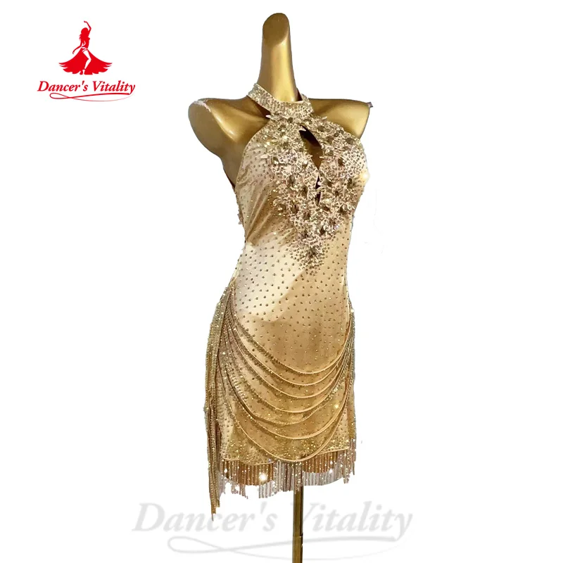 Latin Dance Clothing Tango Samba Rumba Performance Costumes Adult and Children High-end Customized Sexy Backless Tassels Dresses