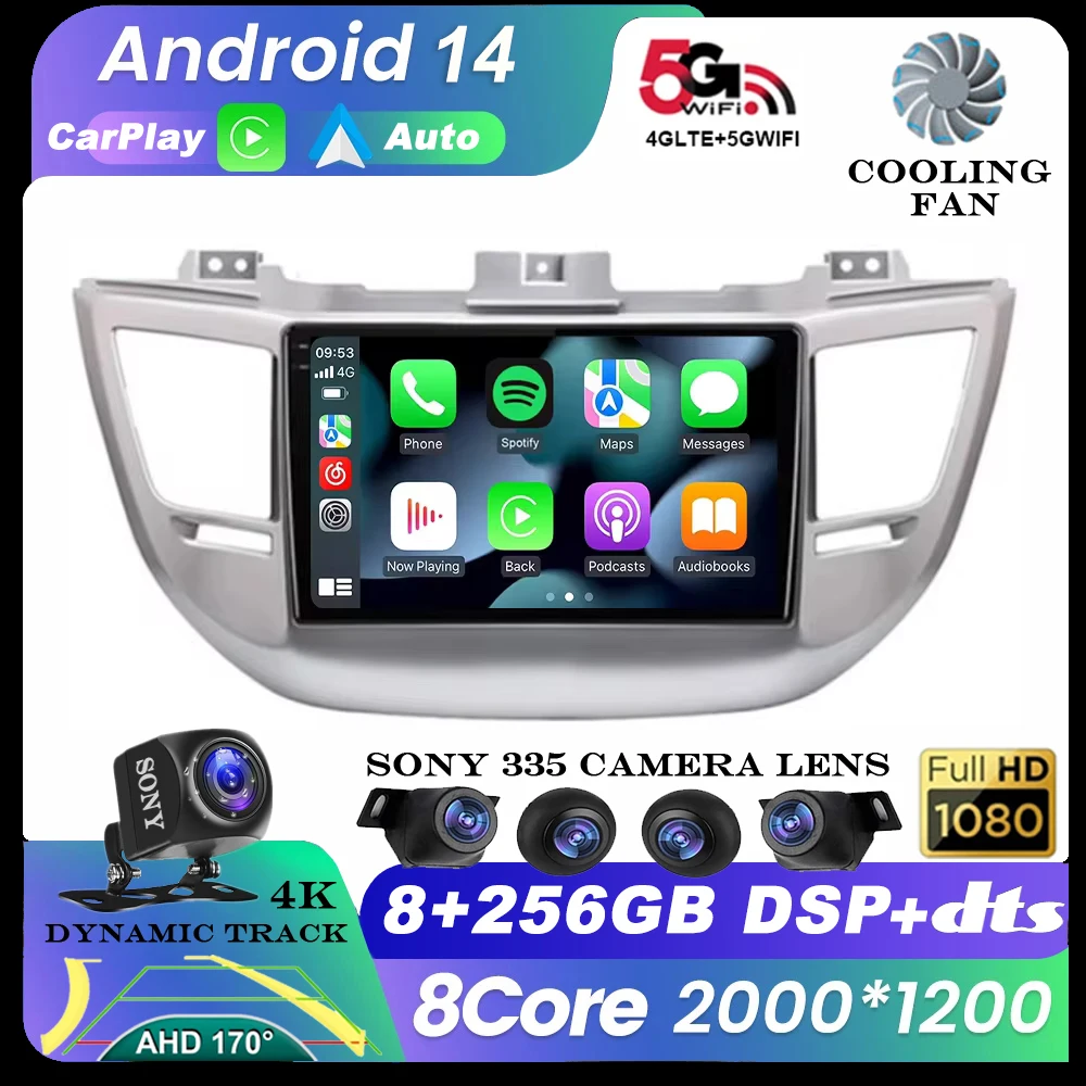 

Android 14 Auto Radio For Hyundai IX35 Tucson 3 2015 - 2018 Carplay Car Multimedia Video Player GPS autoradio Navigation WIFI+4G