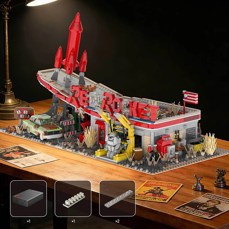 

Оригинальный конструктор Red Rocket Restaurant: Модель аэрокосмического музея, архитектурная модель для настольного декора, посвященная космической науке и образованию.