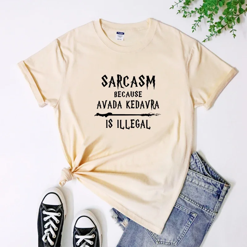 Wizard Magic T-Shirt Funny Unisex Nerd Reading Gift Shirt Sarcasm Because Avada Kedavra Is Illegal Top Sarcastic
