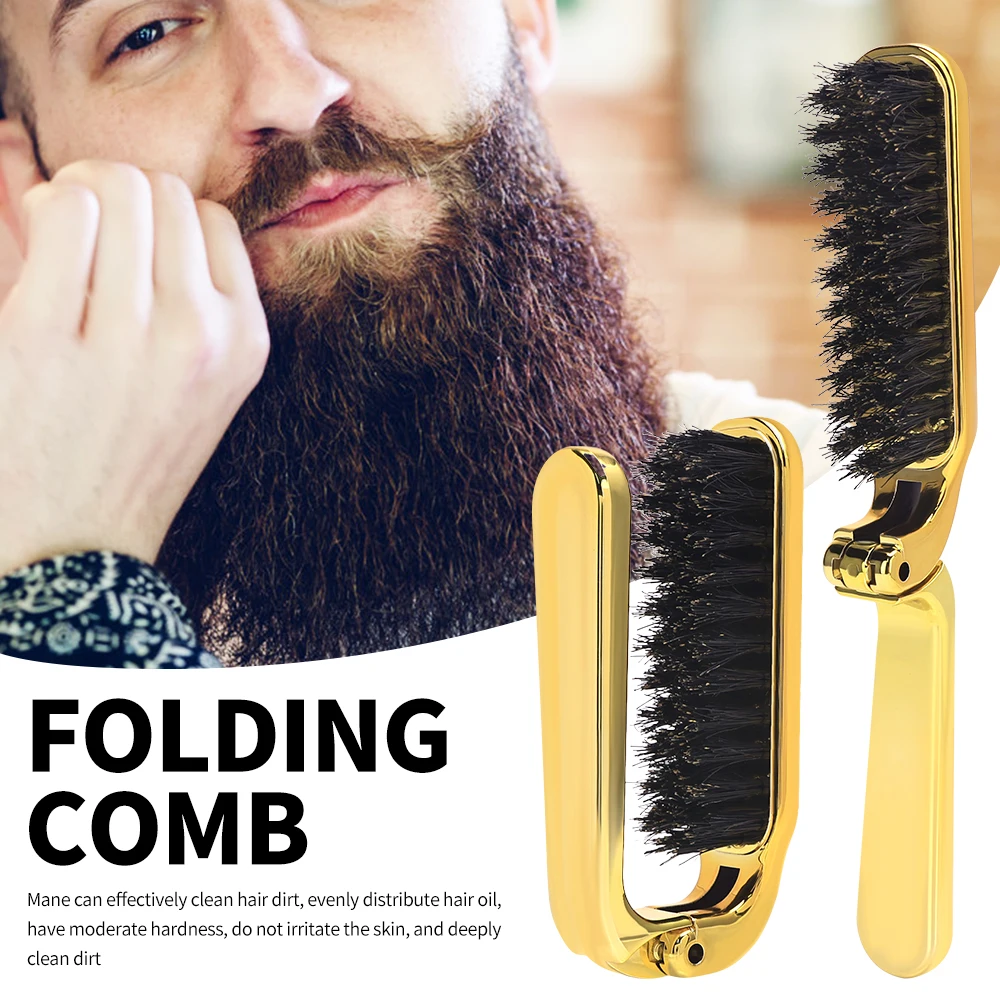 

New Folding Soft Men's Shaving Brush Bristle Beard Brush Hairdressing Hair Styling Comb Beard Collapsable Pocket Hair Brush For