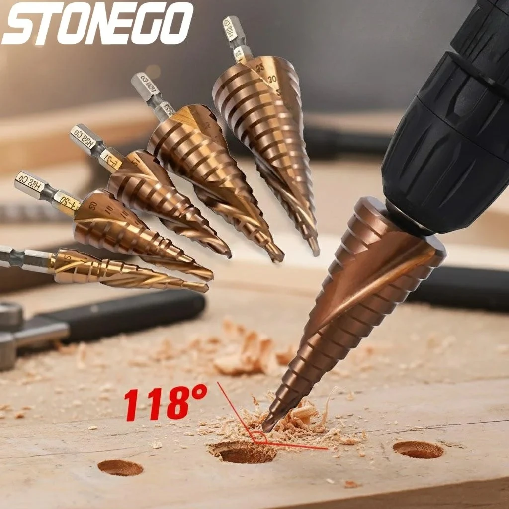

HSS Cobalt Step Drill Bit 4-32mm High Speed Steel Cone Hex Shank Drill Bits for Metal Wood Plastic