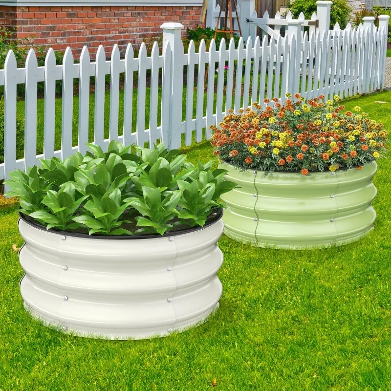 Imagem -02 - Round Galvanized Raised Garden Bed Kit Caixa Grande Plantador de Metal para Jardinagem ao ar Livre Cama para Legumes Flores e Ervas