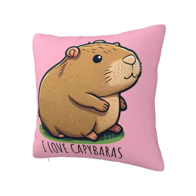 I Love Capybara Cushion Cover 66x66cm Polyester Animal Giant Cavy Throw Pillow Case Sofa Chair Square Pillowcase Home Decorative