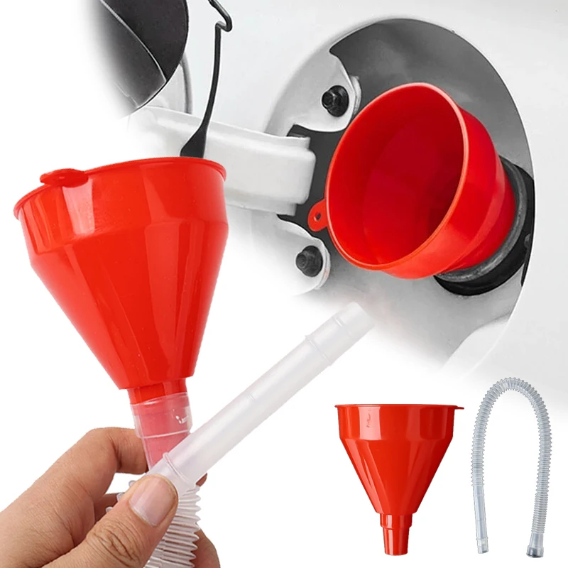 1Pc Universal Telescopic Detachable Refueling Funnel Red Car Motorcycle Engine Oil Filling Equipment Tools Auto Moto Accessories