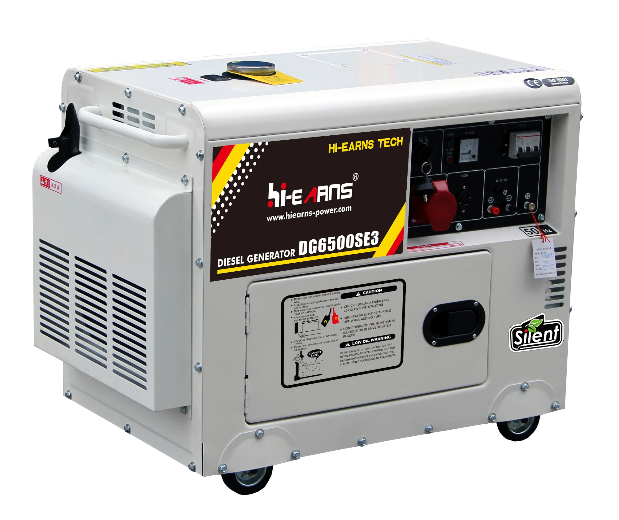 HIEARNS 5KW 6.3KVA Three Phase Silent diesel Generator with Remote Control for Home