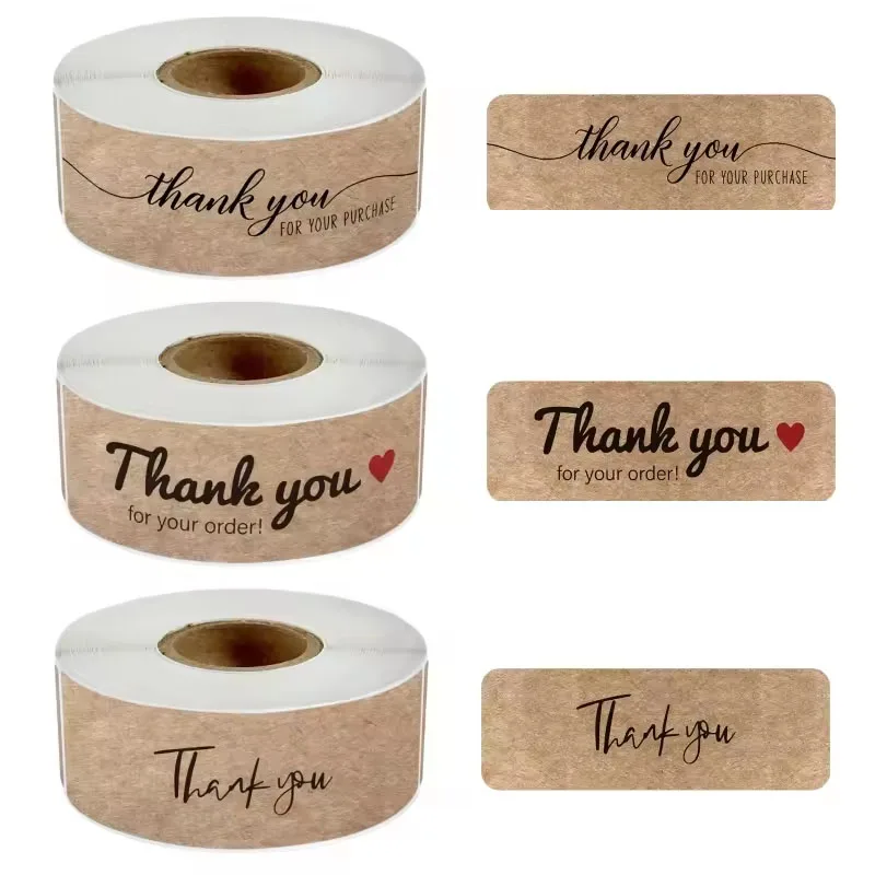 120pcs/roll Kraft Paper Thank You Stickers DIY Gift Packaging Decoration for Personalized Gifts and Business Label