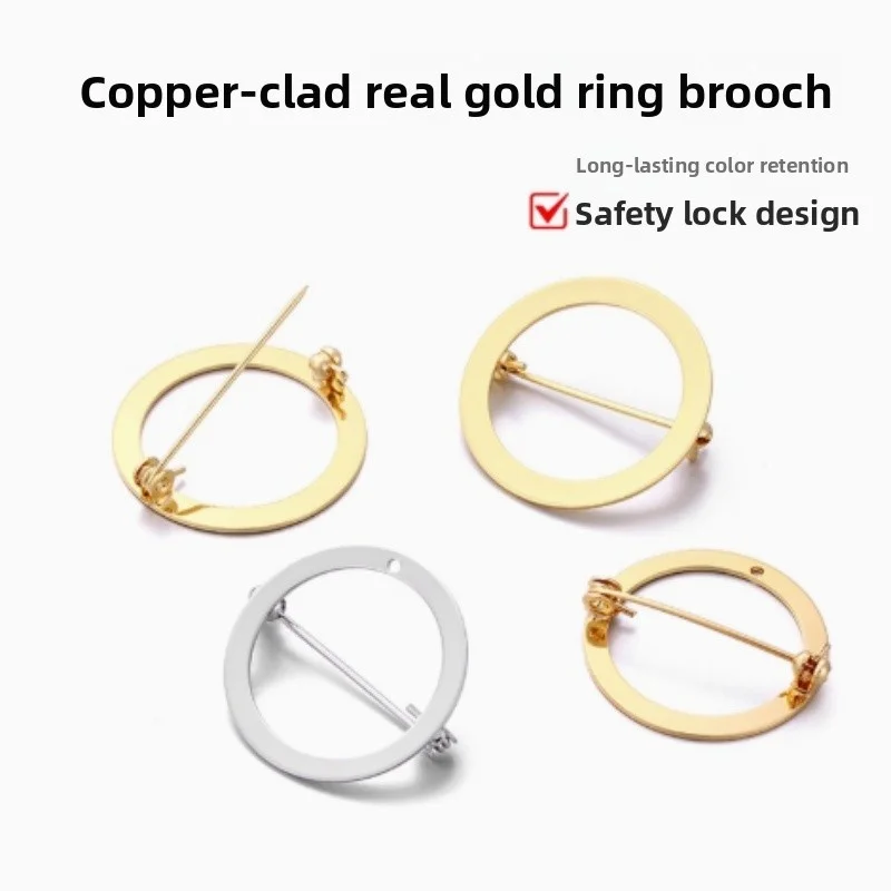 

10PCS 14K/18K Gold Brooch empty bracket hollow circle corsage badge buckle safety lock buckle handmade DIY jewelry accessories
