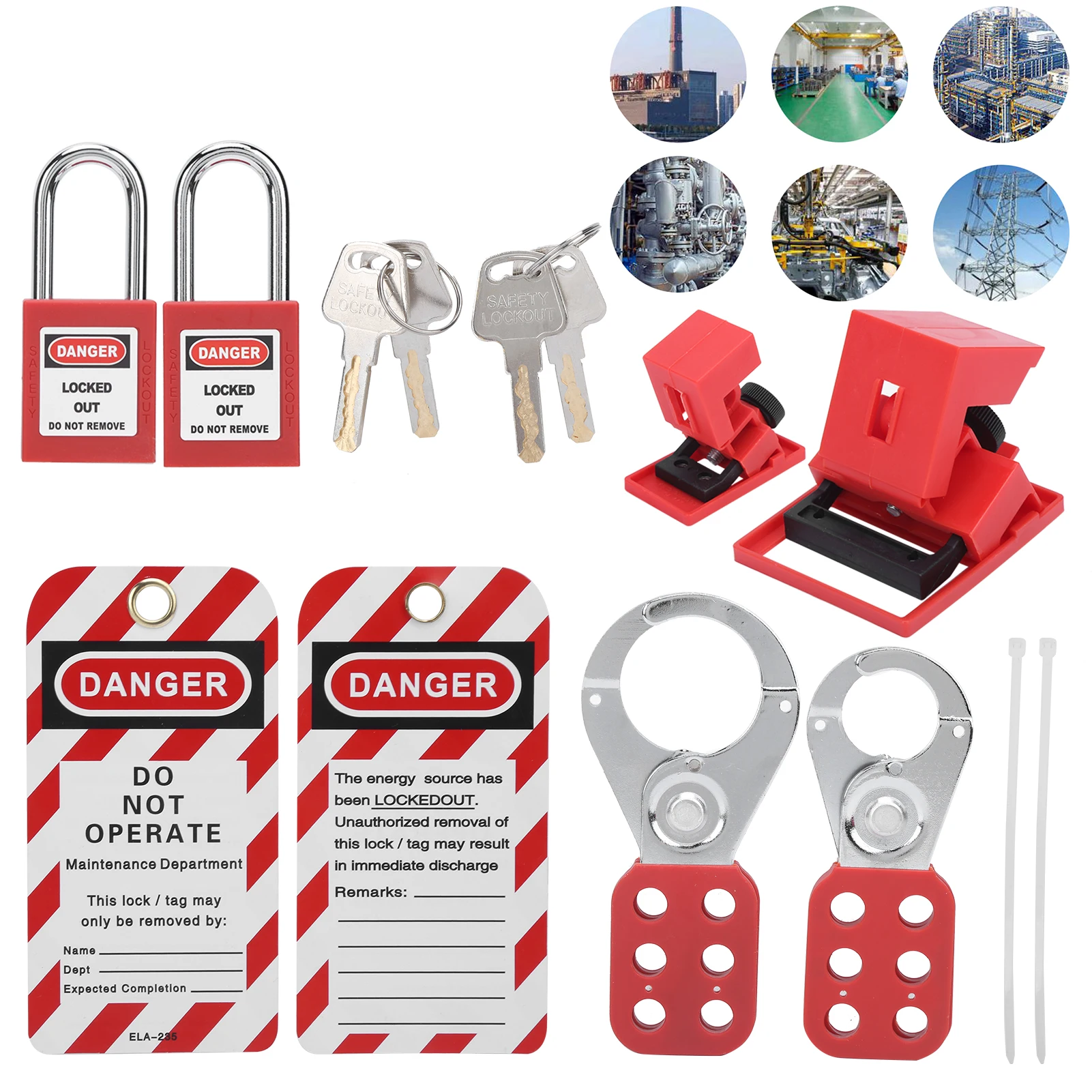 Lockout Tagout Kit Lockout Tagout Kit Multifunctional with Hasp Warning Tag Safety Red Padlock Portable Safety Padlock