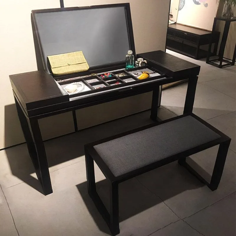 New Chinese-style solid wood dresser, ash walnut bedroom makeup table combination simple furniture