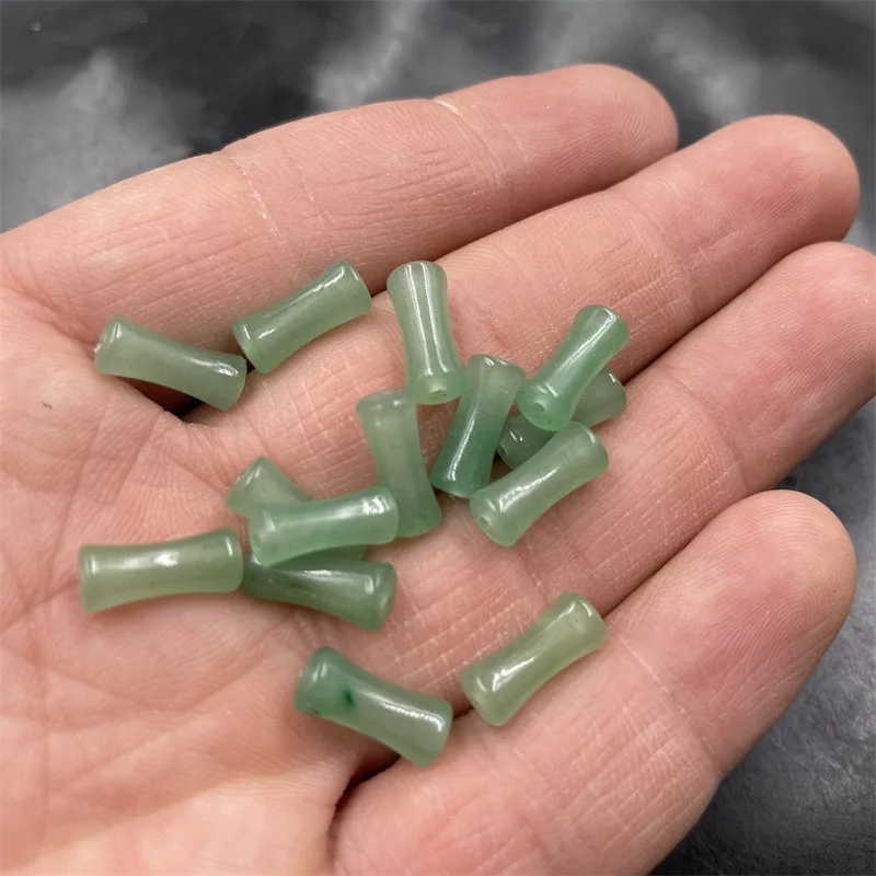 DIYOrnament Accessories5*12mGreen Dongling Jade Fine Bamboo Loose Beads High-Cut Beads Long Beads Bulk Batch