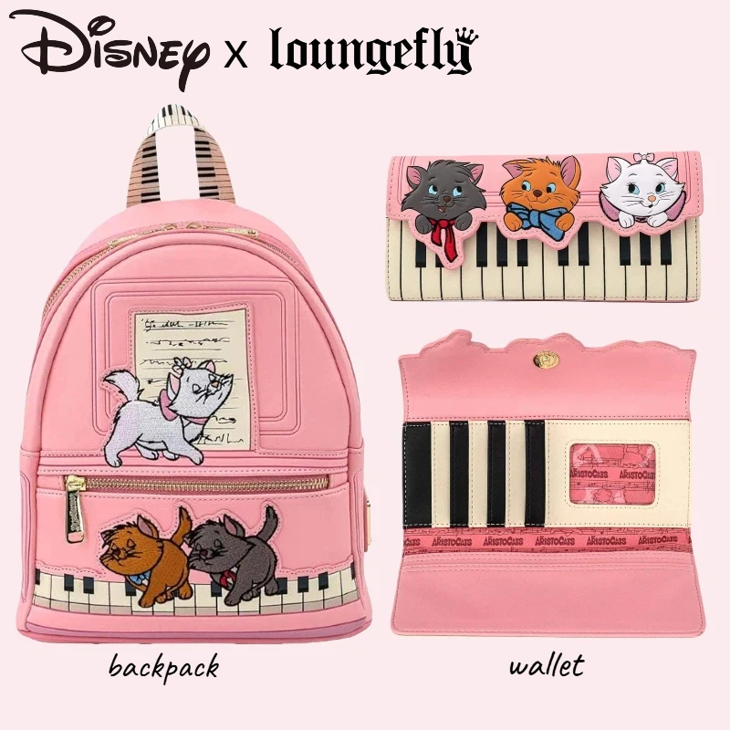 

Disney X Loungefly The Aristocats Marie Cat Piano Design Мини-рюкзак и кошелек Модный подарок для фанатов Диснея и ежедневного использования