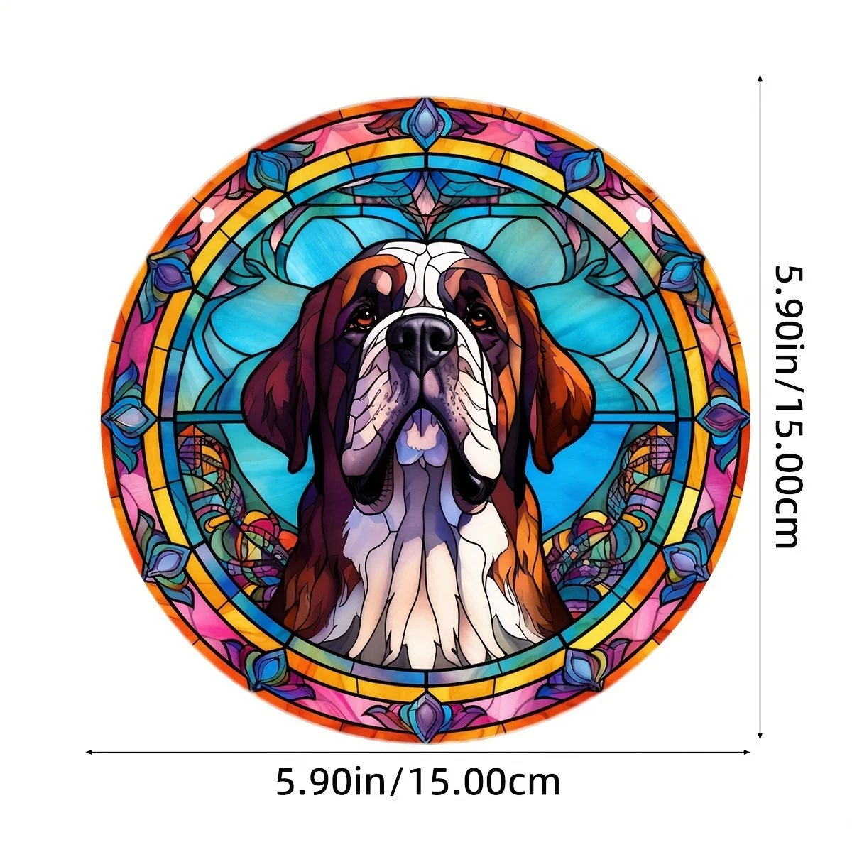1szt Znak psa Suncatcher Znak ścienny Okrągłe farbowane akrylowe okno wiszące z metalowym łańcuchem do wystroju pokoju domowego Prezent — zdjęcie 6