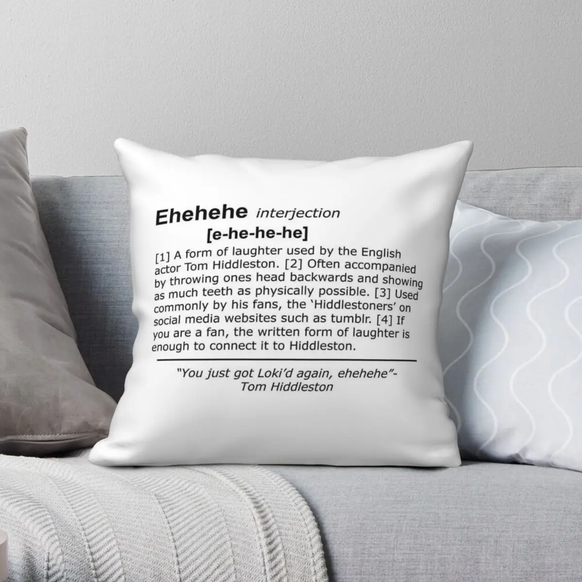 Tom Hiddleston Ehehehe Definition Square Pillowcase Polyester Linen Velvet Printed Zip Decor Pillow Case Sofa Cushion Cover