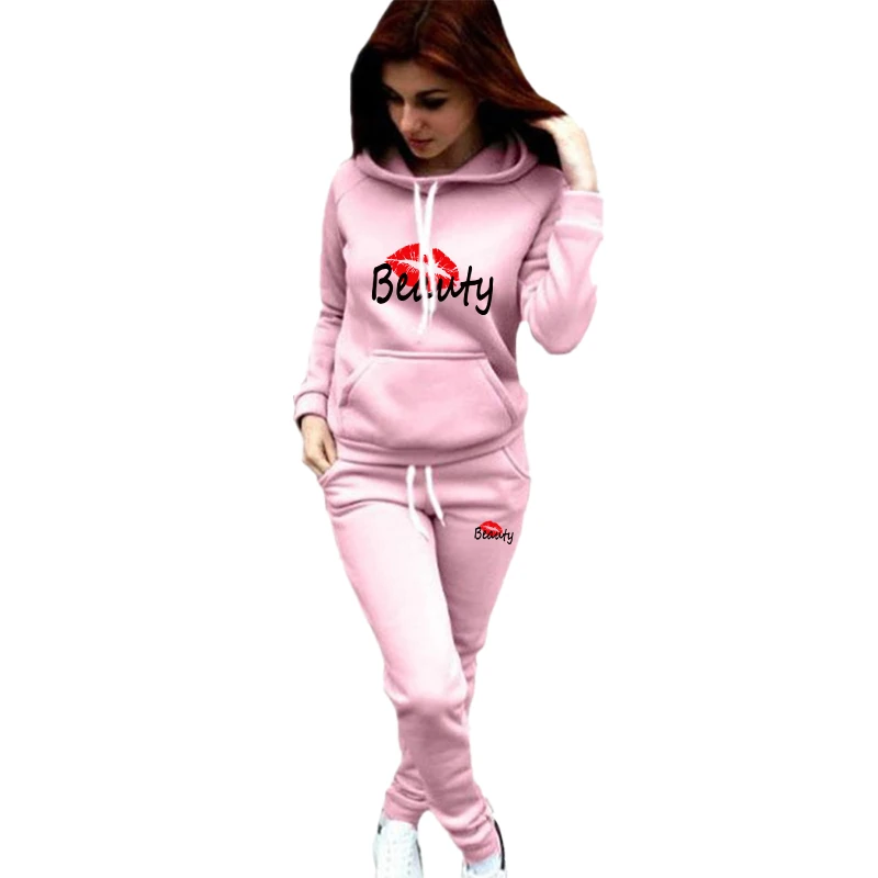 Women's hoodie+sports pants two-piece sports suit Athletic suit Hooded jogging suit Baseball hoodie Athletic suit Jogging