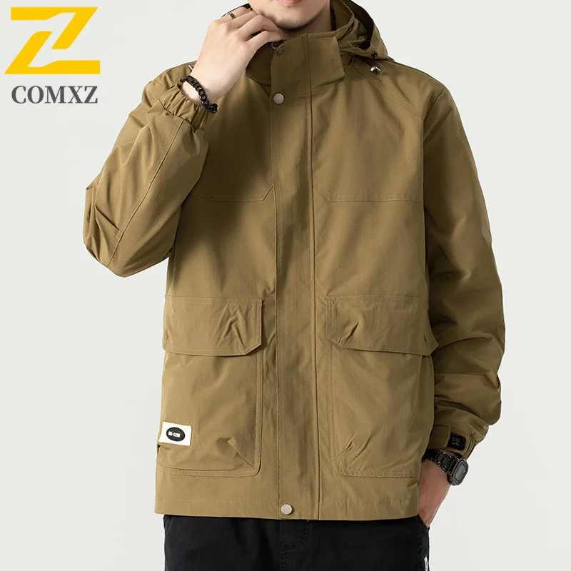 

Men's Casual Jacket Spring and Autumn New Loose Large Size Windproof Breathable Hooded Jacket Outdoor Camping Hiking Windbreaker