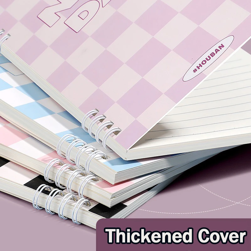 Bloco de notas espiral de capa dura, A5 Notebook, Linha grossa, 60 folhas, Primavera