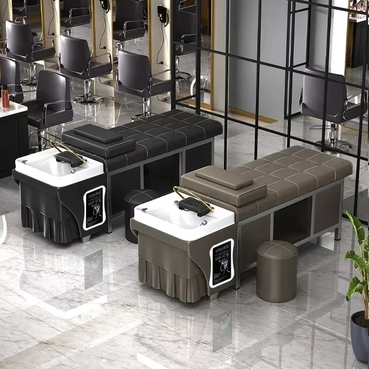 Stainless Steel Shampoo Bed with Intelligent Temperature Control - For Hair Salons & Barber Shops, Water Circulation Included