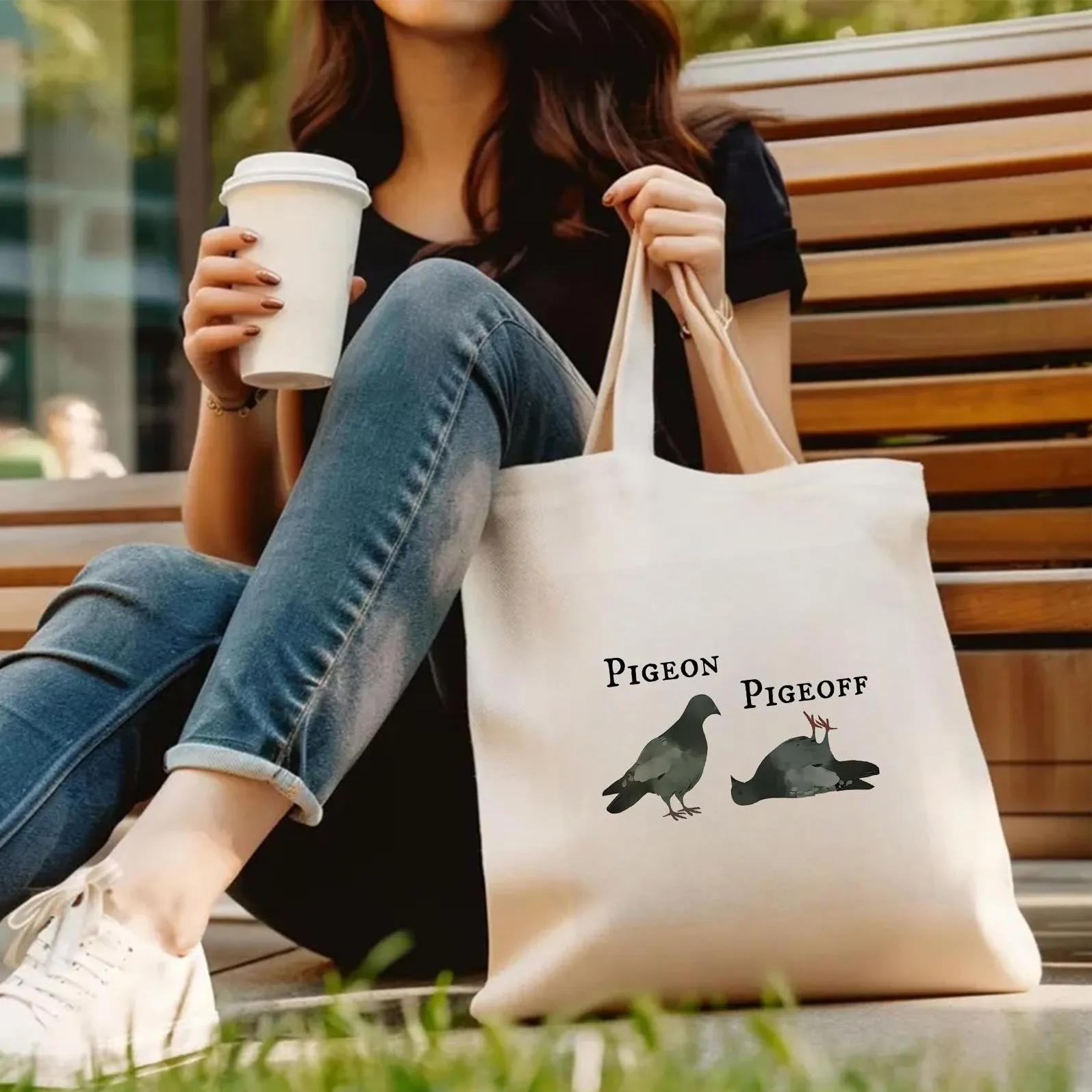 Shopping Bag Canvas Shopping Bag Compact Women Handbag Fun Pigeon Print Daily Use Gift Trendy 13 7x15 7 Inches Storage Bag