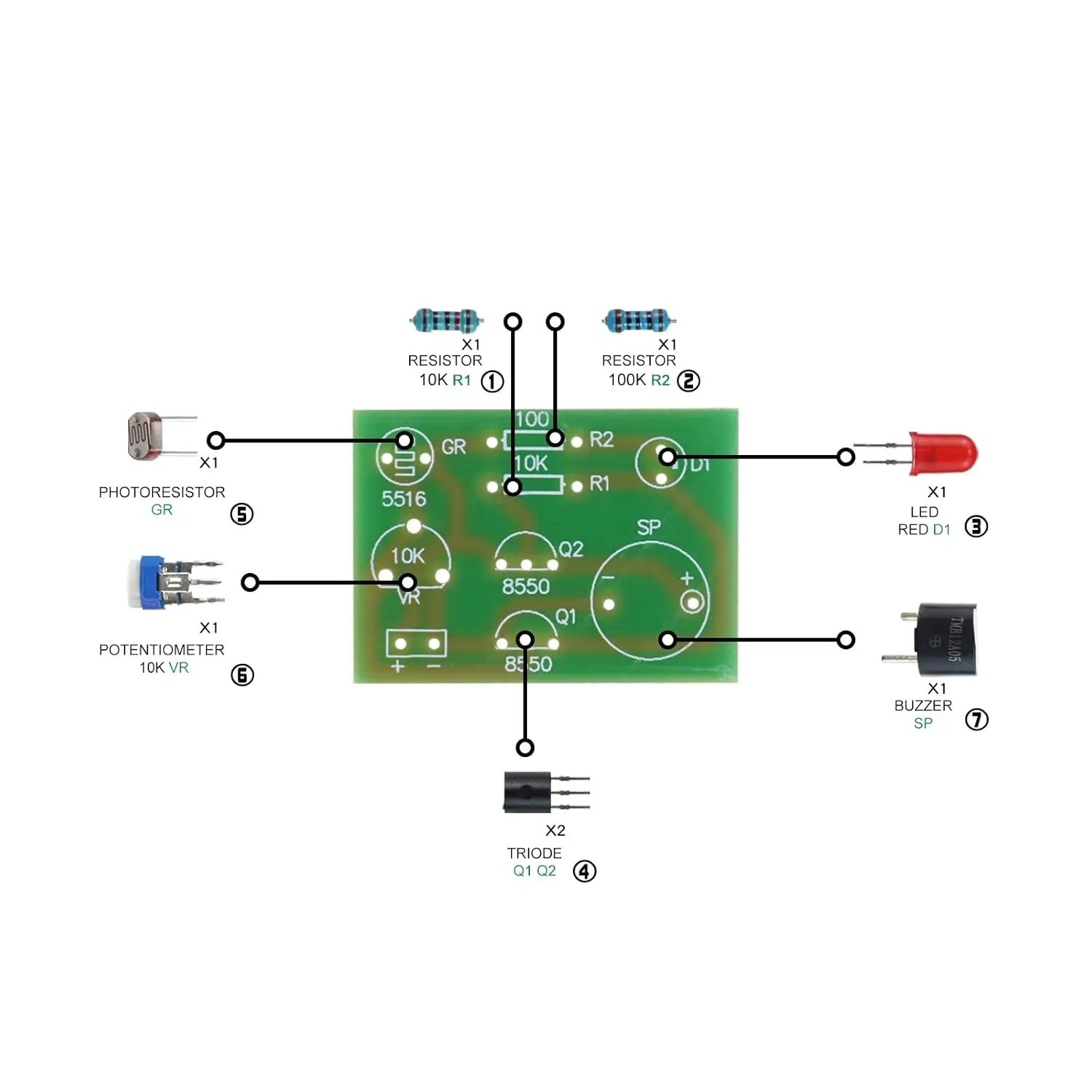 2 قطعة مجموعة ممارسة اللحام لتقوم بها بنفسك إنذار الصوت والضوء الحساسة LED المكونات في مجموعة دوائر كهربائية تعلم مجموعة لحام للمبتدئين #4
