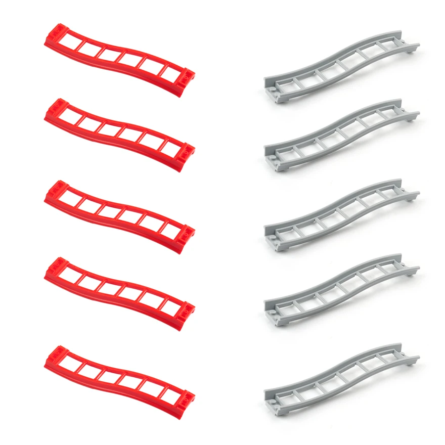10PCS 34738 Compatible Building Blocks 2x16x3 Roller Coaster Arc Track Parts Technology Education MOC Red/Gray Optional