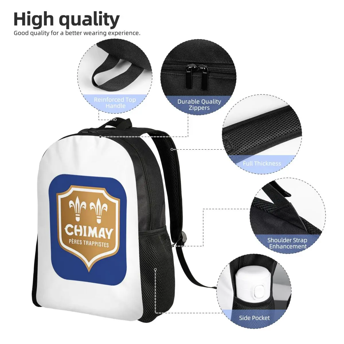 Chimay Logo Backpack Student Boys Girls BookBag School Bag Computer Shoulder Bags - view 5