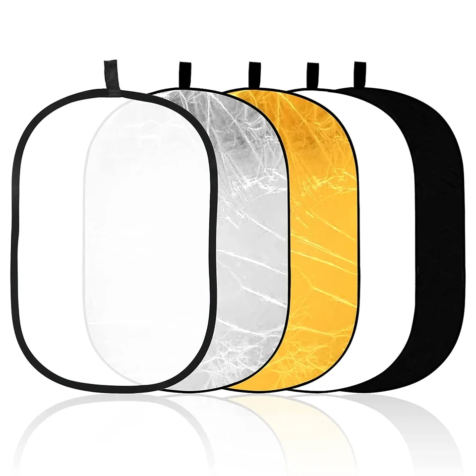 

90x120cm 5-in-1 Portable Large Light Reflectors Photography Collapsible Oval Photo Light Reflector And Diffuser