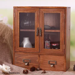 Mini gabinete de madera Vintage con Cajones y puertas, mesa hecha a mano, Linda y hermosa