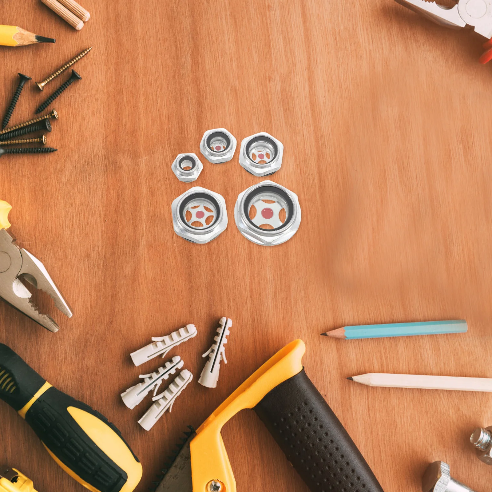 

5Pcs Oil Level Sight Window Aluminum Alloy Gauge for Air Compressor Tank Liquid Male Thread Indicator