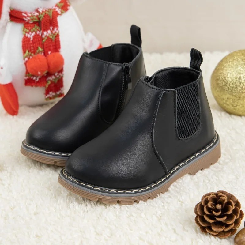 ربيع الخريف أحذية أطفال للبنين الكلاسيكية Hot البيع الفتيات موضة حذاء من الجلد مدرسة بسيطة تنوعا الأطفال السببية أحذية بوت قصيرة #2