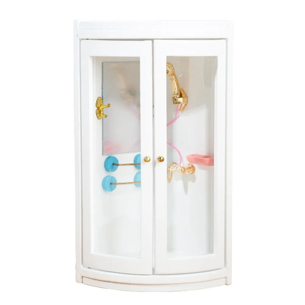 

Miniature Shower Room Mini House Accessories Small Wooden Bathroom Decor Creative Unique Simulation Shower Room Ornament