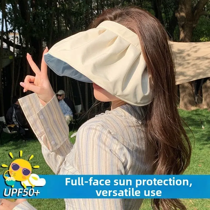 

Women Summer Foldable Roll-up Brim Shell Hat Wide Brim Open Top Outdoor Beach Travel Lightweight Breathable Multi-functional