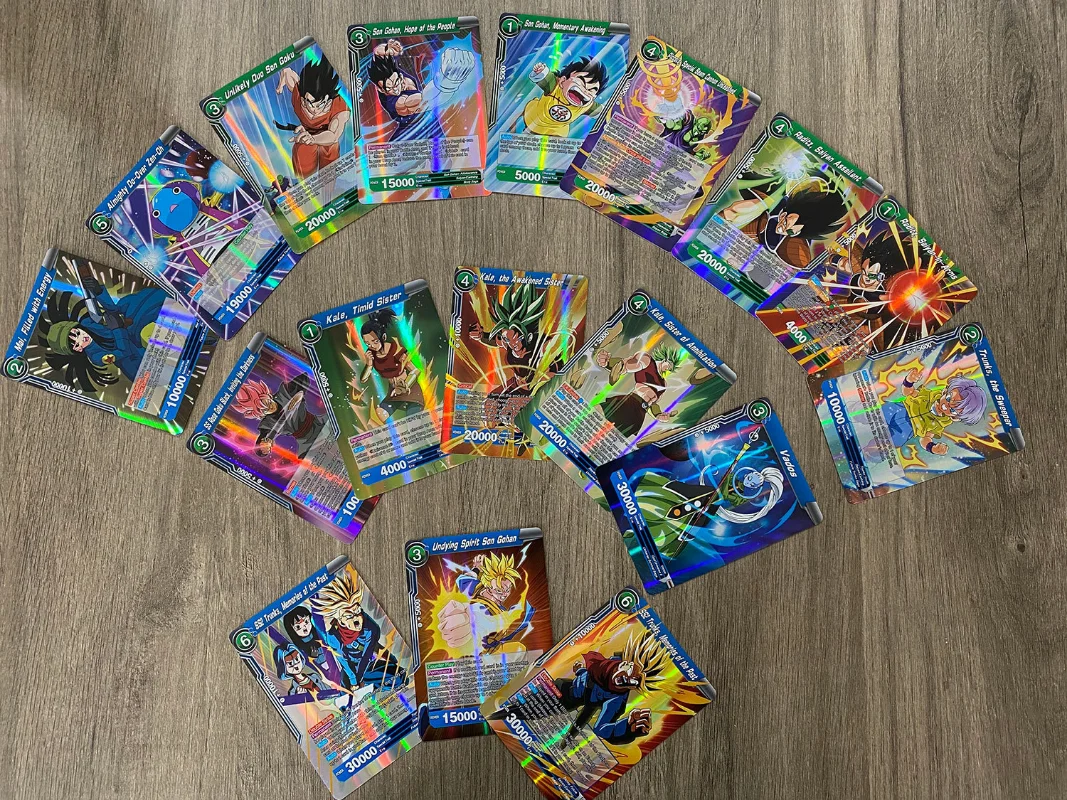 New 50pcs English Dragon Ball Z GT super card Goku Vegeta Frieza does not repeat high combat power game battle collection card