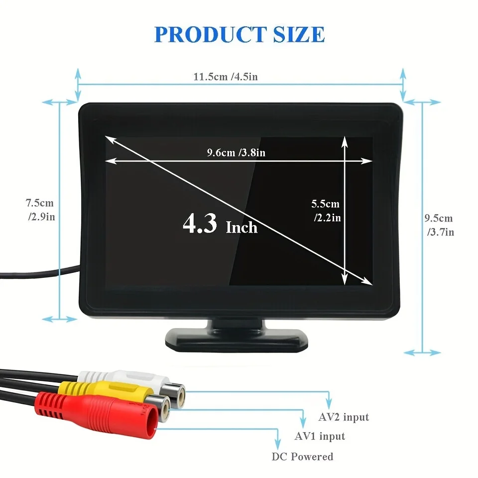 DIY 4.3'' Inch TFT LCD Screen Monitor For Car Rear View Reverse Backup Parking Camera