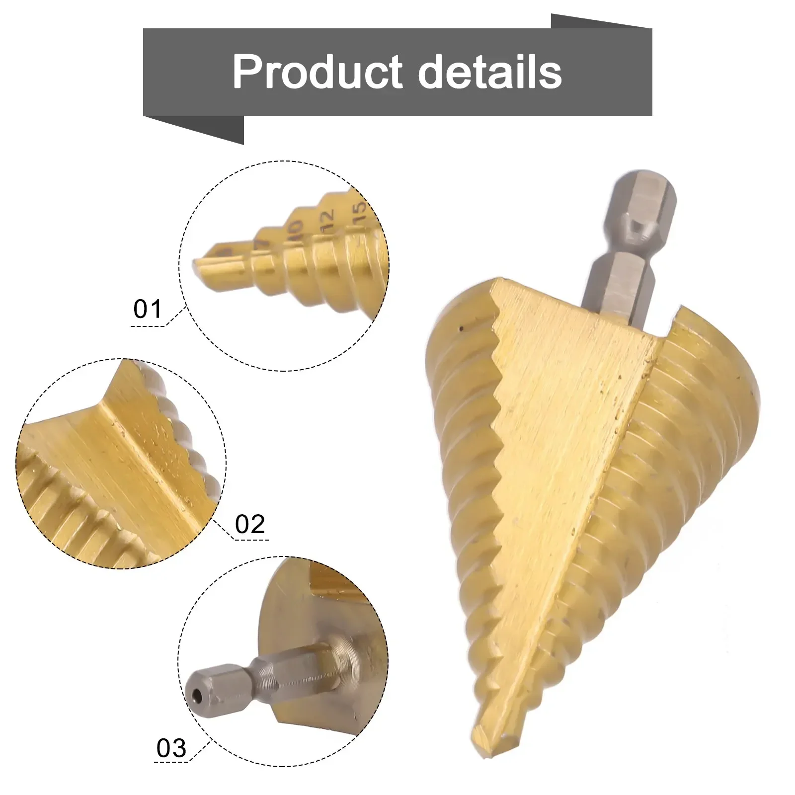 5-35MM HSS Step Drill Bit Straight Groove Titanium Coated Wood Metal Hole Cutter 13 Steps Multiple Hole Cone Drill Bits