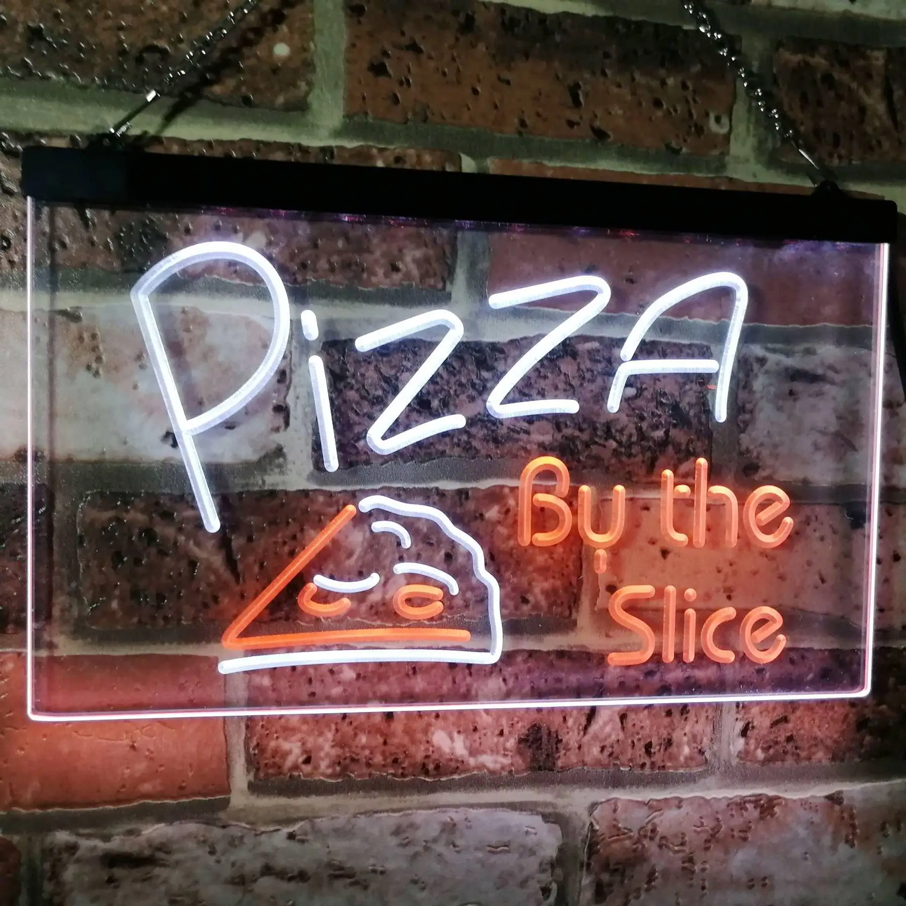 Pizza durch Die Scheibe Shop Display Werbung Decor Dual Farbe LED Neon Zeichen