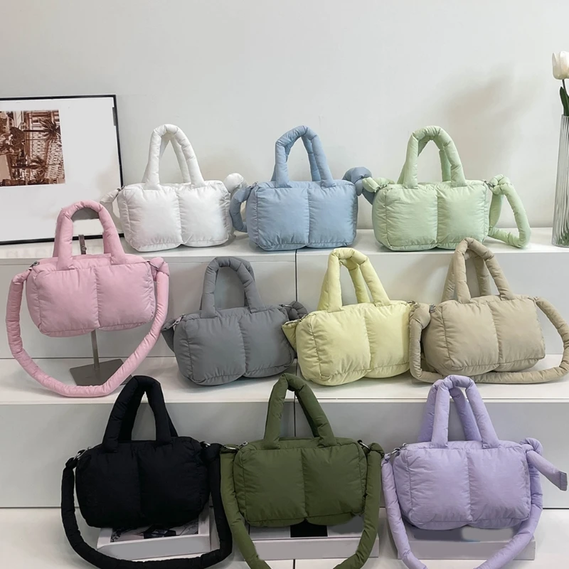 

A3PE Ladies Trendy Puffer Bag Quilted Soft Shoulder Satchel Handbag Crossbody Purse
