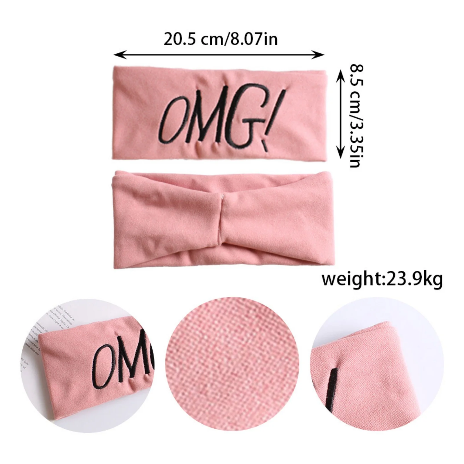 1 Buah　Set Ikat Kepala Huruf "OMG" Multiwarna, Aksesori Rambut Olahraga & Harian Modis untuk Wanita dan Anak Perempuan