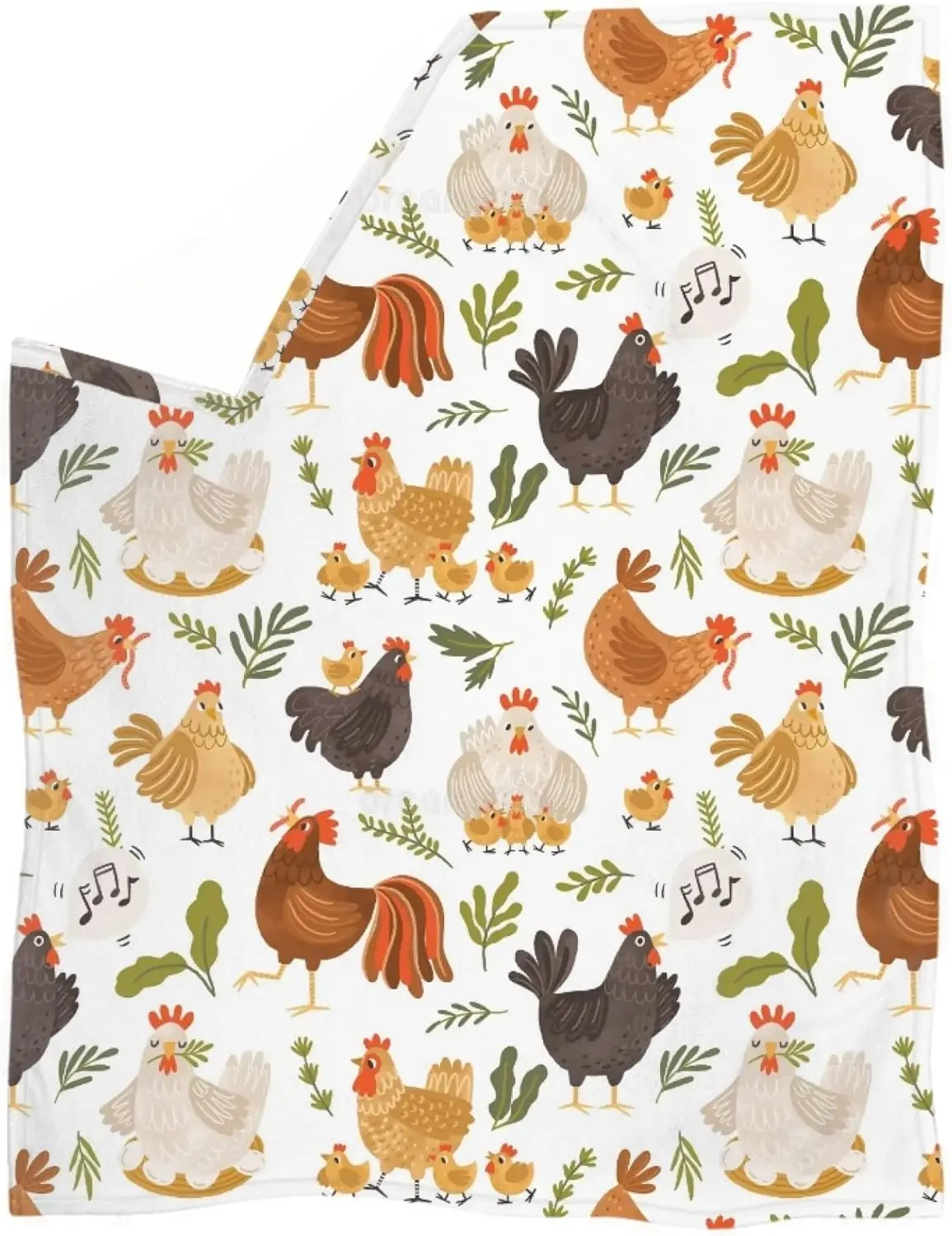 

Cute chicken flower print, portable flannel blanket for outdoor travel, cozy blanket for all seasons, sofa, bed