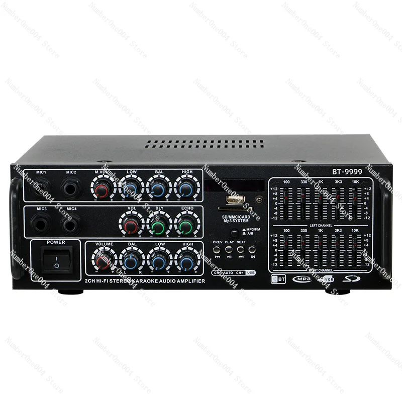 

BT-9999 High-Power Bluetooth Amplifier - Dual 12V/220V for Home/Car with EQ Controls