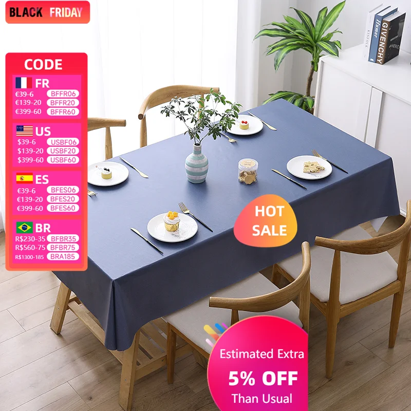 Solid Color Internet Celebrity Fabric Tablecloth Waterproof, Oil-proof and Scalding Leave-in Coffee Table Dining Cloth