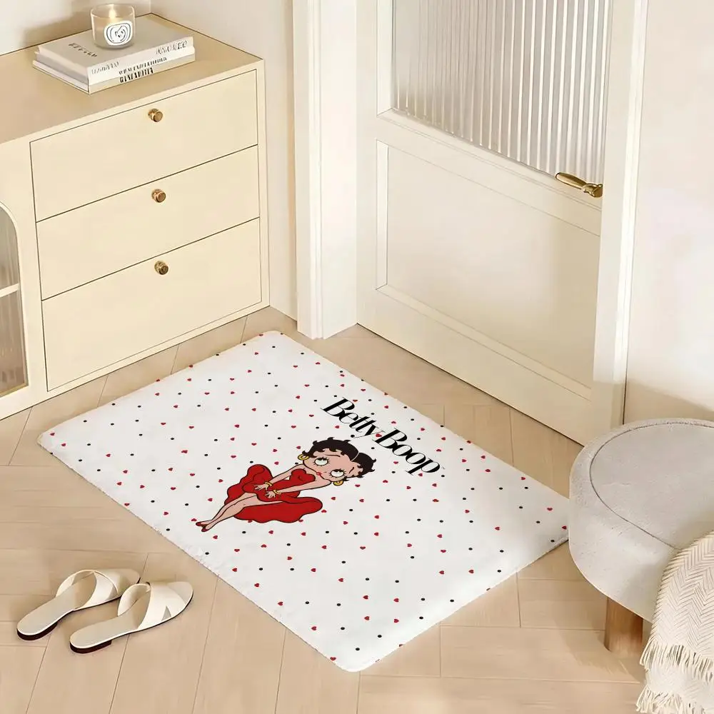 B-Betty-Cute-Boop Anime Floor Mat Eco Flannel Doormat Non-Slip Odorless Indoor Soft Short Plush Floor Rug