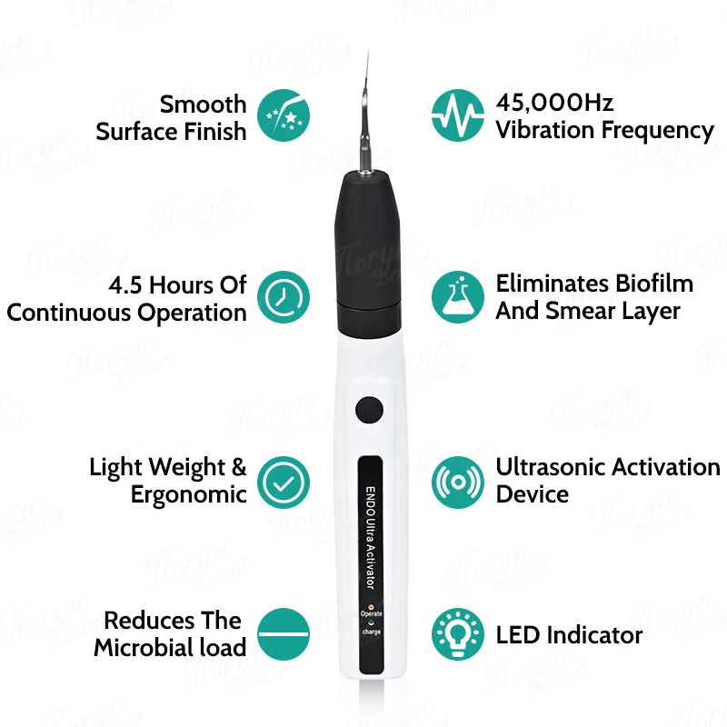 HORYN Dental Ultrasonic Activator LED Endo Ultra Activator Ultrasonic Washing Tooth with 6 Tips Root Canal Irrigation Activation