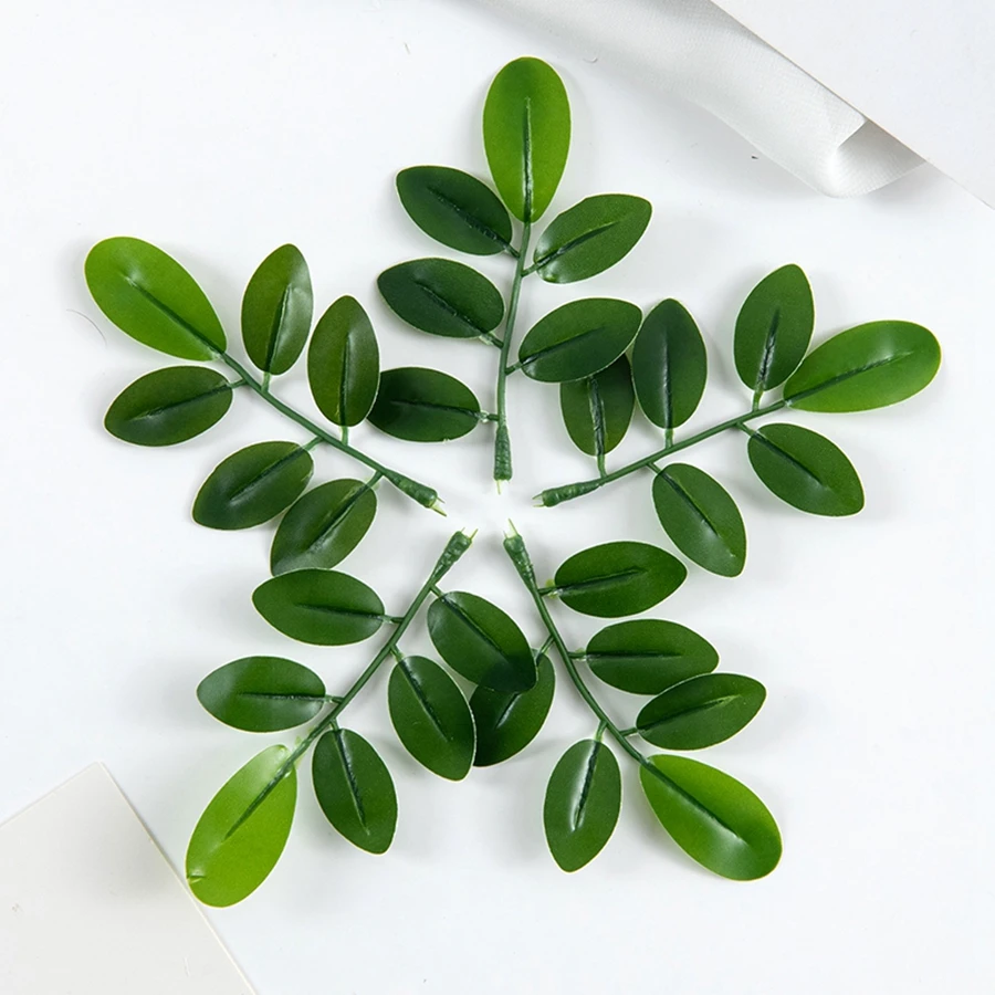 10 Pcs Green Foliage For Home Christmas Wreath Accessories Wedding Background Wall Decoration Photography props Artificial plant