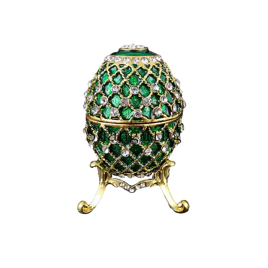 

DSA Exquisite Easter Egg Gifts Enamel Painted Diamond Metal Crafts Jewelry Box Ornament