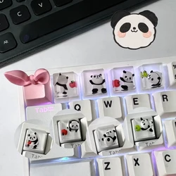 4pcs Cute transparent panda keycap personality mechanical keyboard key cap accessories key cap game