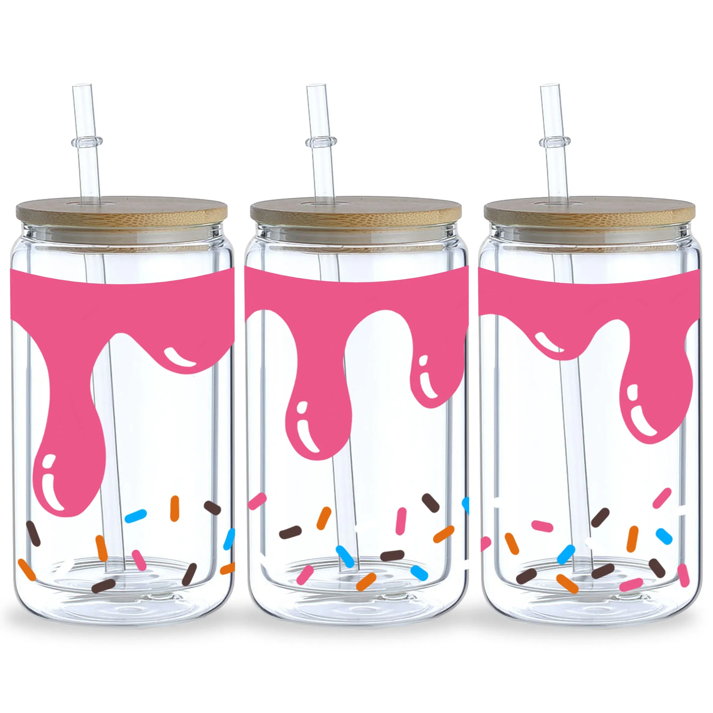 5 أوراق من ملصقات كأس Donut UV DTF، ملصقات نقل DTF للحركة الزجاجية، ورق نقل مقاوم للماء للزجاج 16 أونصة، كوب،